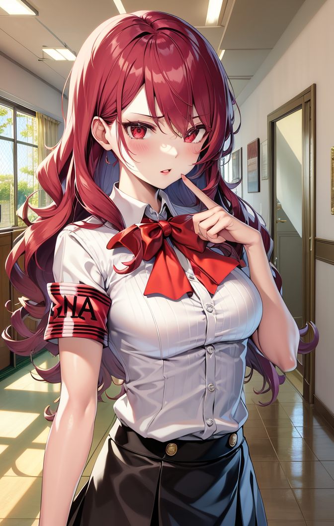 50076-558175787-highres, detailed, soft lighting, indoors, hallway, gekkoukan high school uniform, white button up shirt, pleated skirt, chest b.png